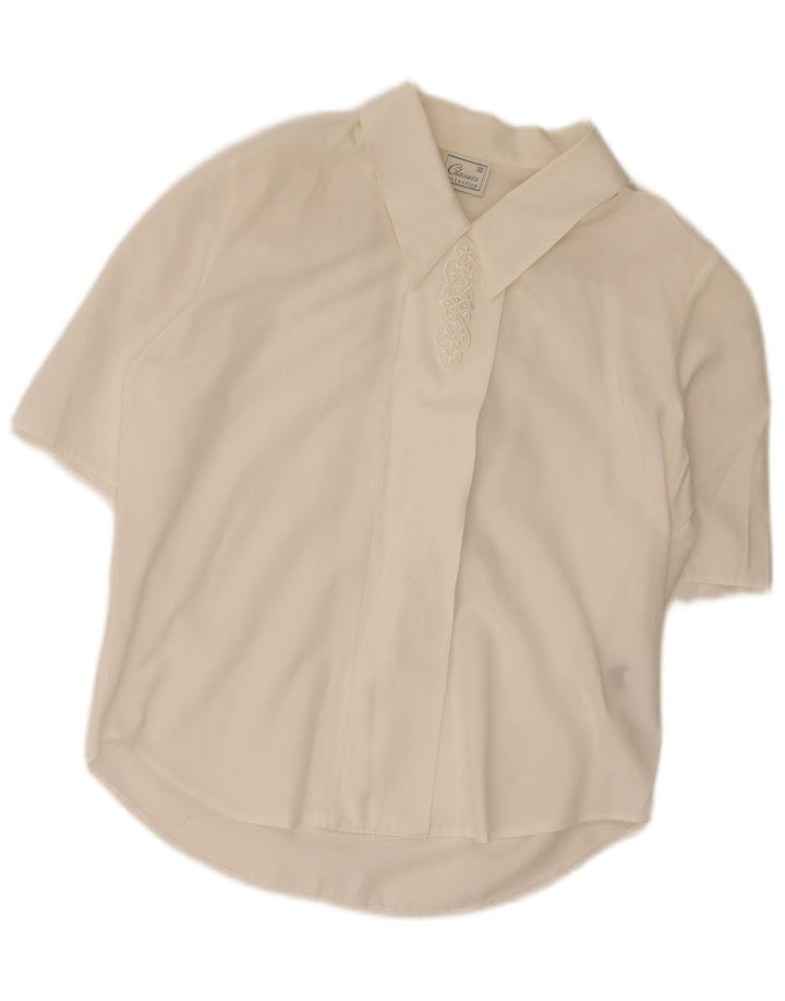 Classics Dame Kortærmet Regular Shirt Bluse UK 12 Medium White