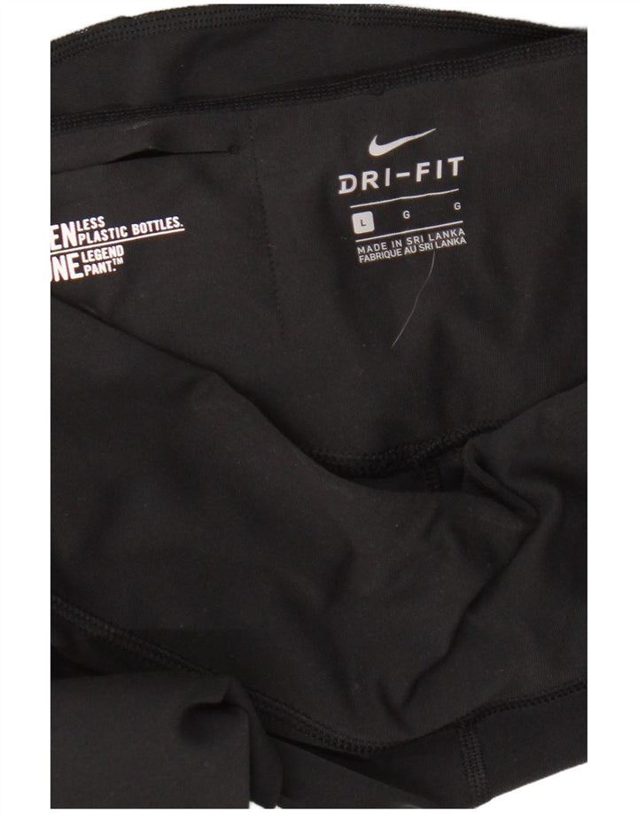 Nike Dame Dri Fit Leggings UK 14 Large Black Colourblock