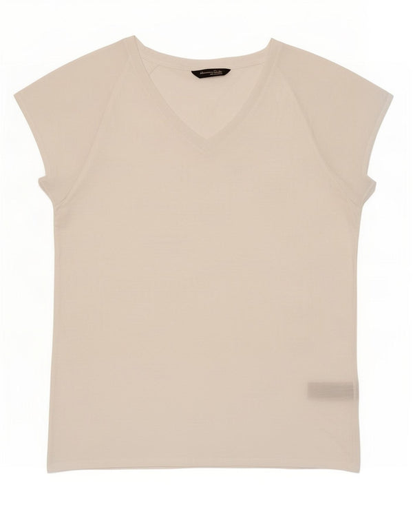 Massimo Dutti Dame T-Shirt Top UK 10 Small White Lyocell
