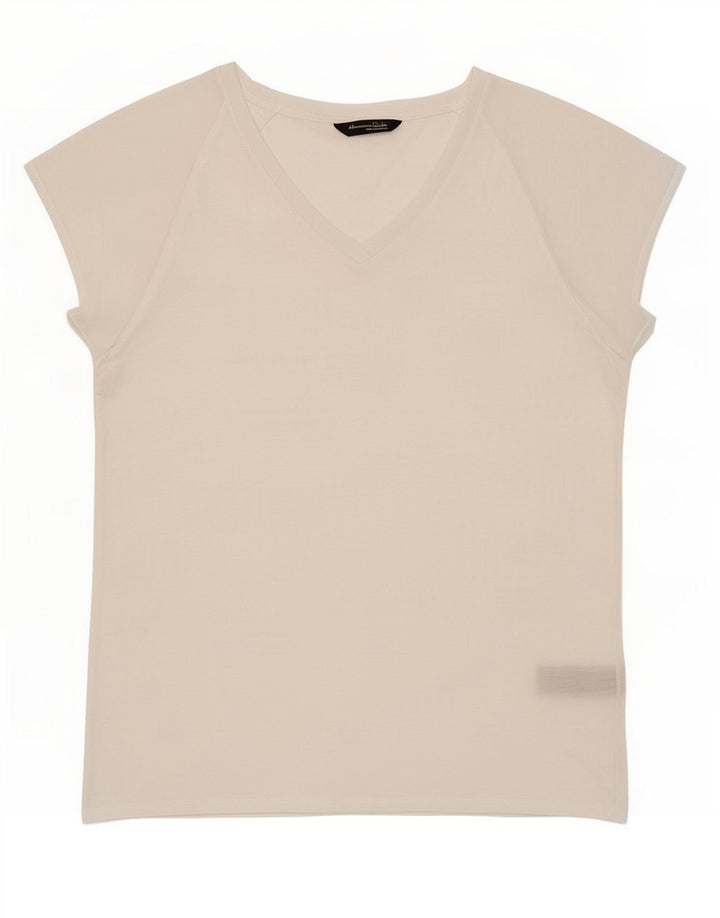 Massimo Dutti Dame T-Shirt Top UK 10 Small White Lyocell