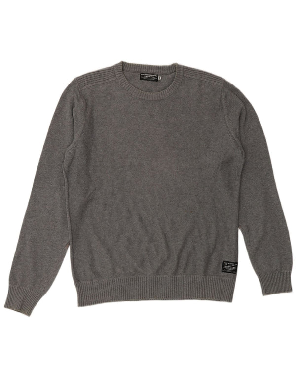 JACK & JONES Herre sweater med rund hals, mellemgrå bomuld