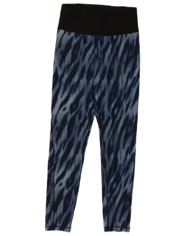 Adidas Womens Leggings UK 8-10 Small Blue Tie Dye Polyester