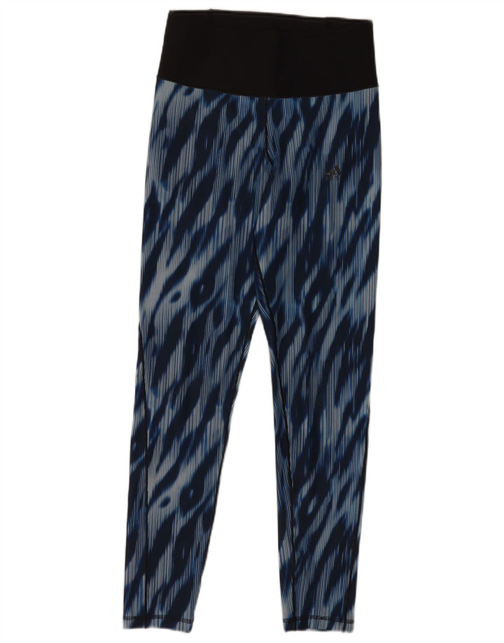 Adidas Womens Leggings UK 8-10 Small Blue Tie Dye Polyester
