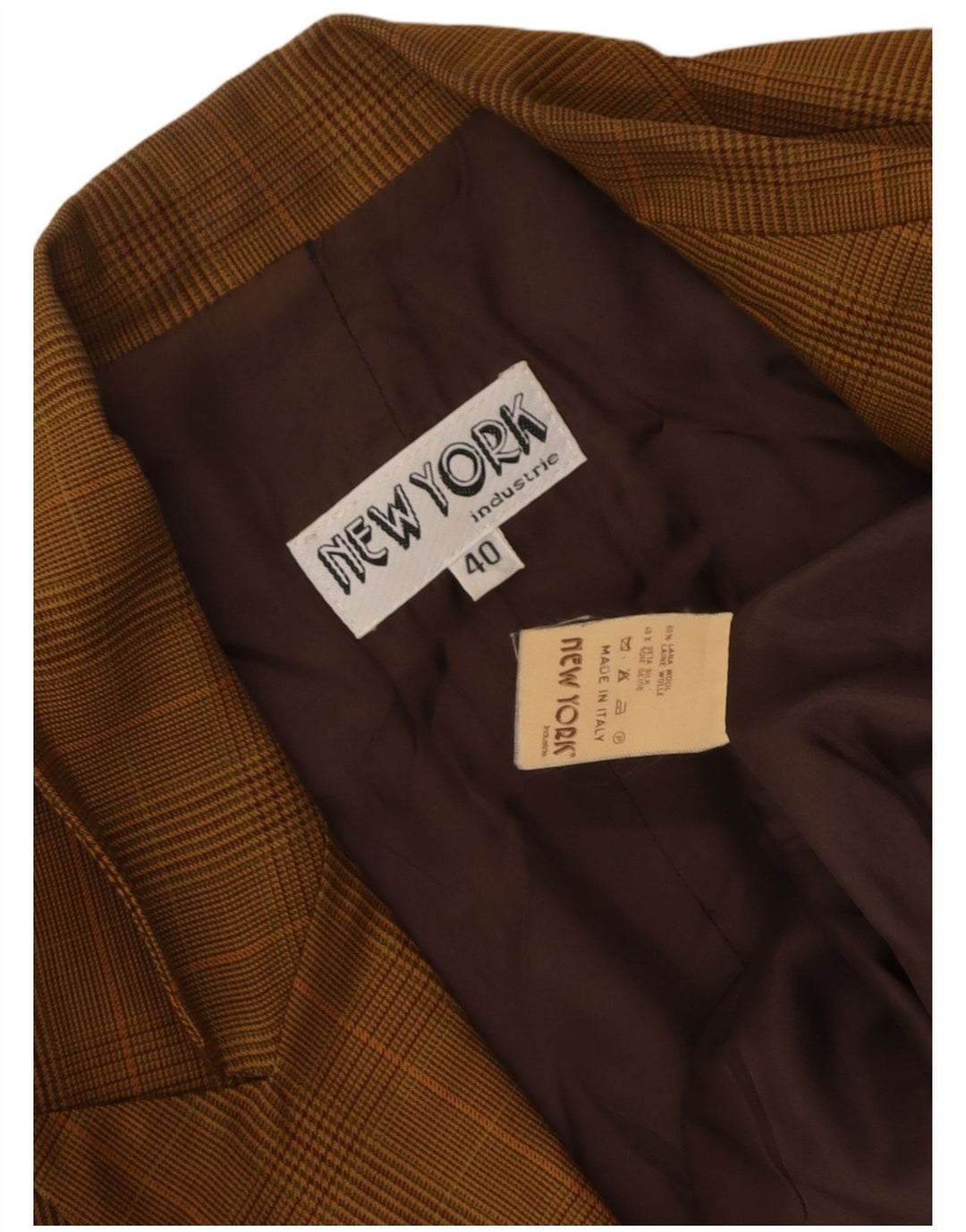 New York Industrie Dame Blazer Jacket IT 40 Small Beige Check