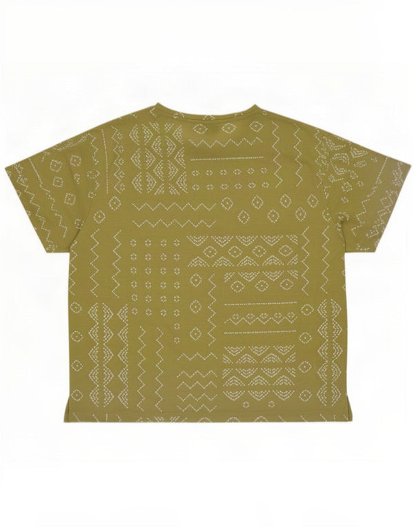Marks & Spencer T-shirt top til kvinder DK 14 Stor grøn geometrisk polyester