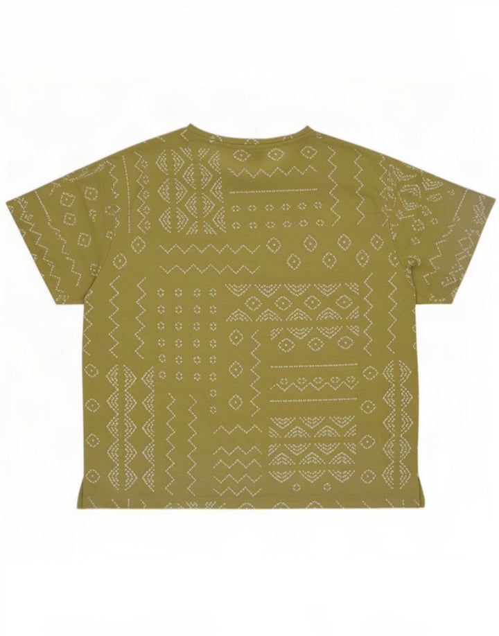 Marks & Spencer T-shirt top til kvinder DK 14 Stor grøn geometrisk polyester
