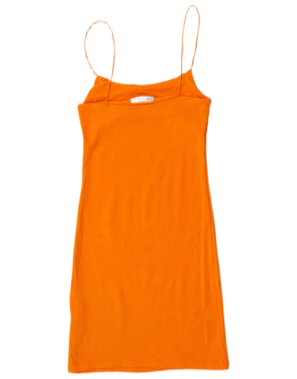 Zara Dame Slip Dress UK 12 Medium Orange Bomuld
