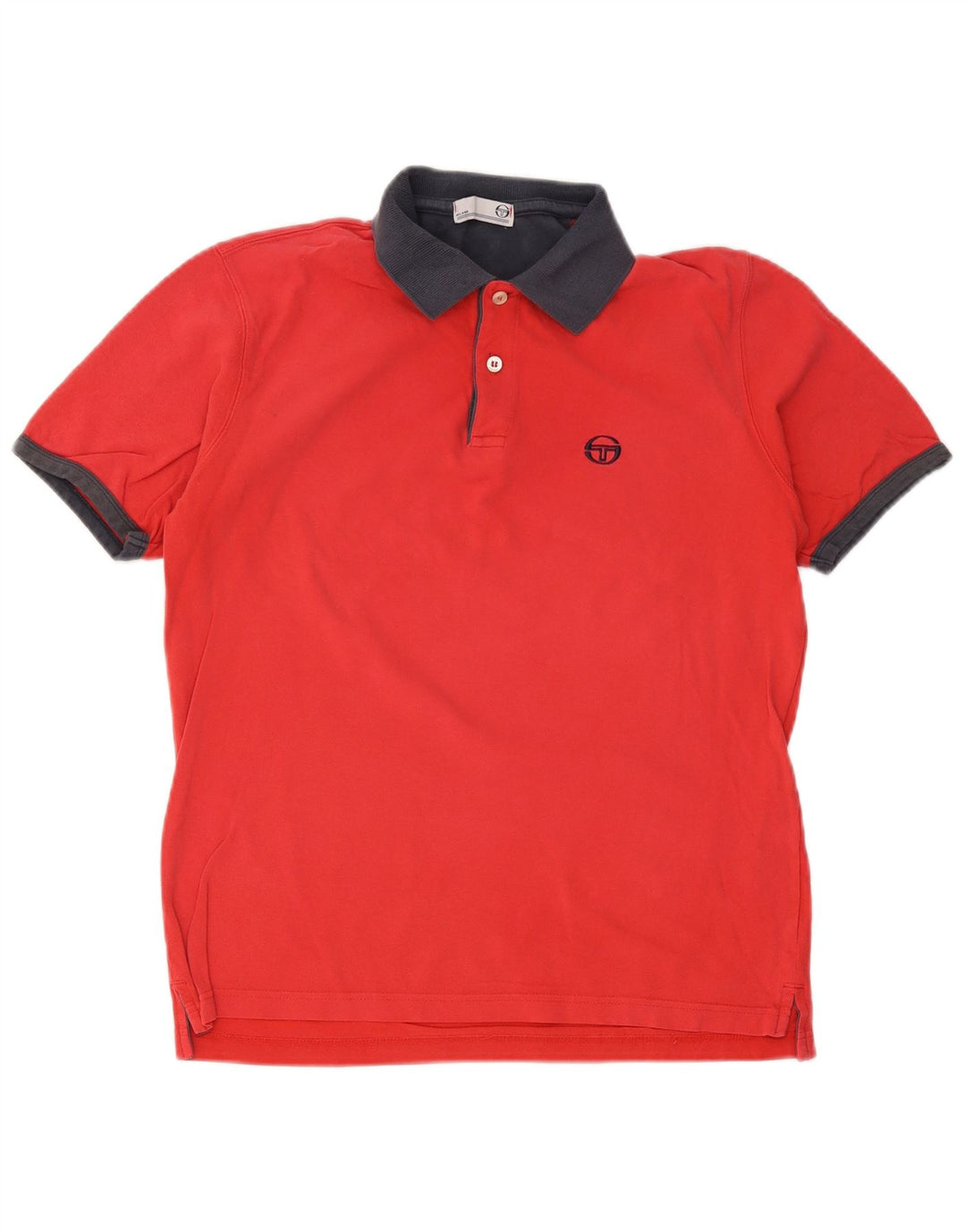 Sergio Tacchini Herre Polo Shirt IT 52 Stor Rød Colourblock Bomuld