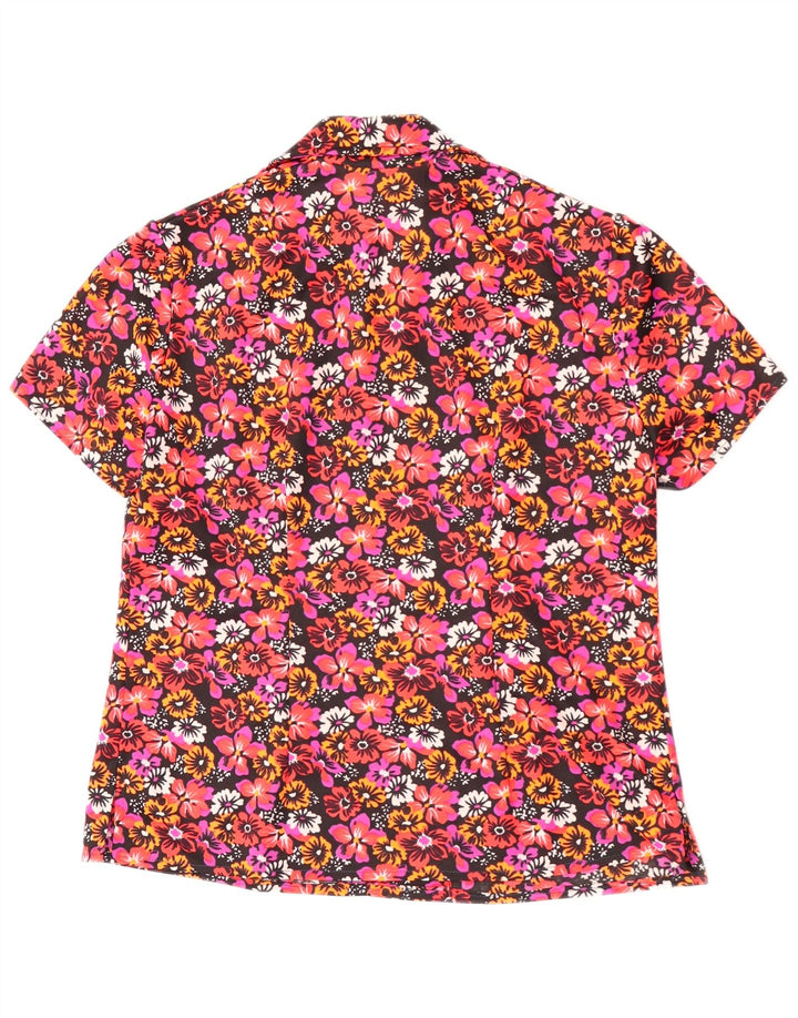 Vintage Dame Bluse Top UK 14 Large Red Floral