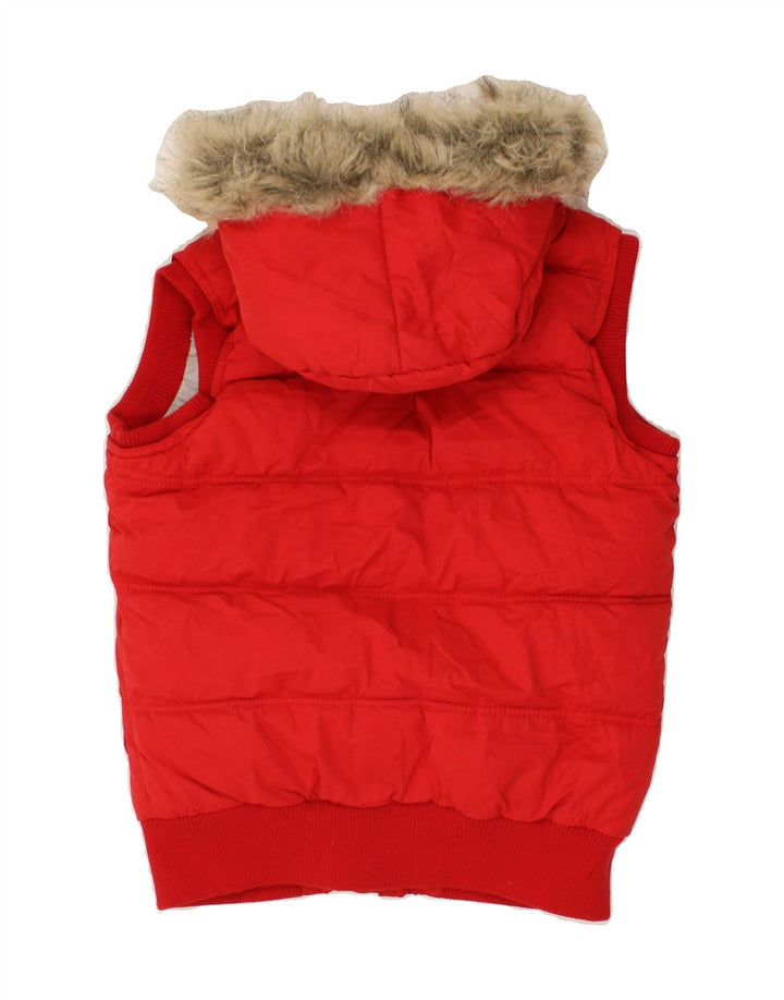 FAT FACE Womens Hooded Padded Gilet UK 8 Small Red Polyester Vintage Fat Face and Second-Hand Fat Face from Messina Hembry 