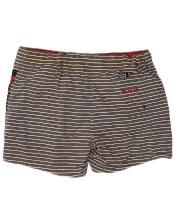 Tommy Hilfiger Mens Swimming Shorts Large Grey Striped Cotton