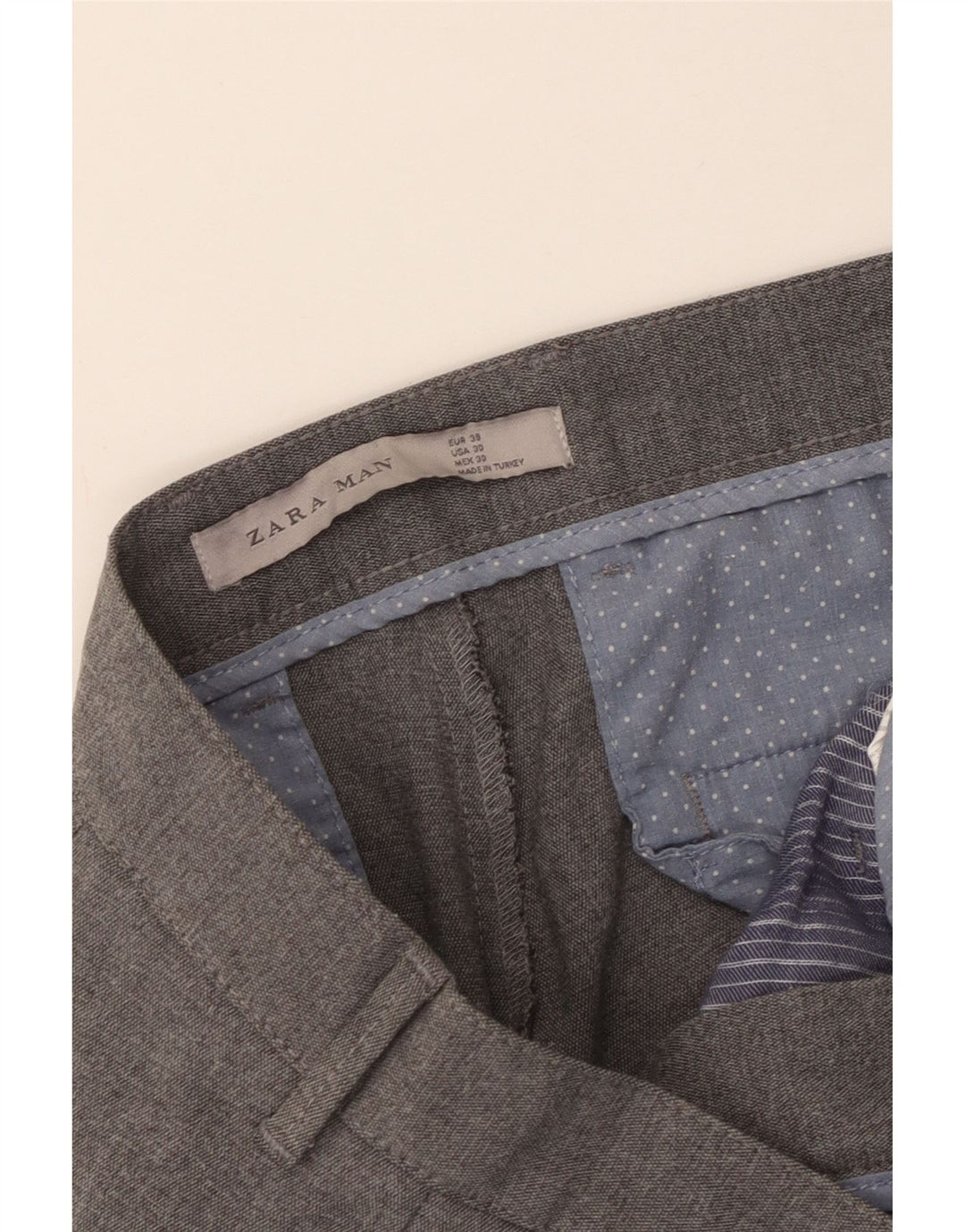 ZARA Herre Slim Chino Bukser EU 38 Small W30 L27 Grå