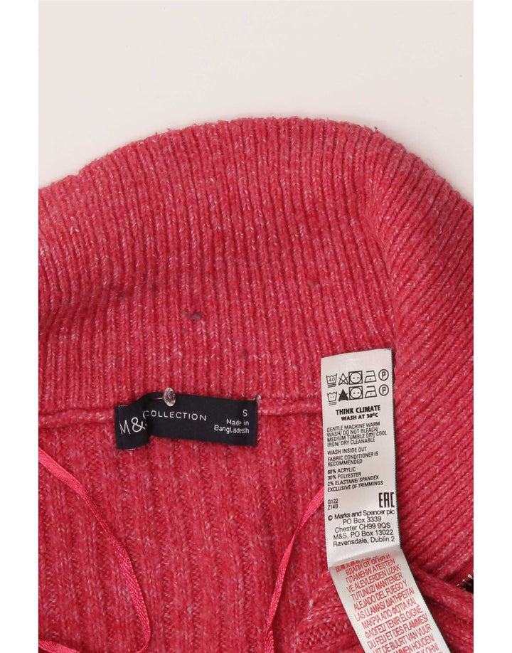 Marks & Spencer Dame Oversized Zip Neck Jumper Sweater UK 10 Small Pink