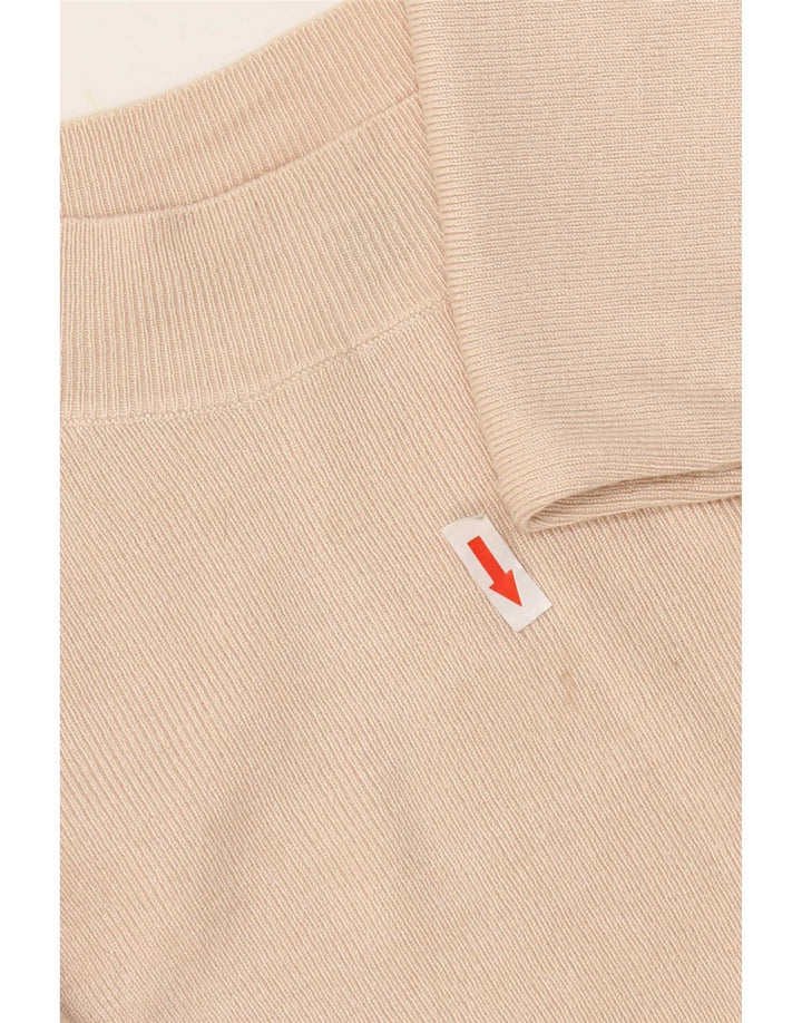 Oasis Womens Crop Top 3/4 ærme UK 12 Medium Beige Viscose