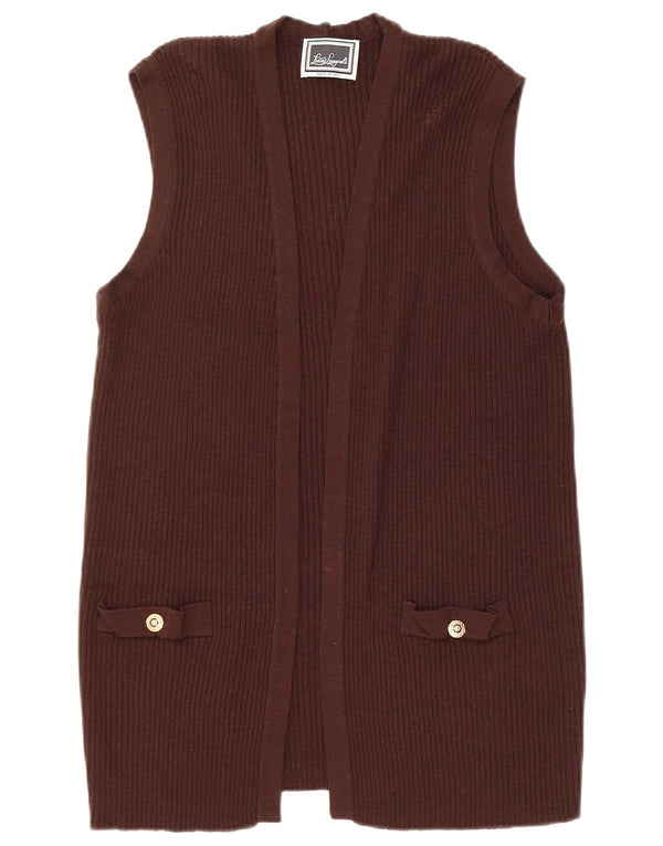 LUISA SPAGNOLI Dame ærmeløs åben cardigan sweater UK 14 Medium Brown