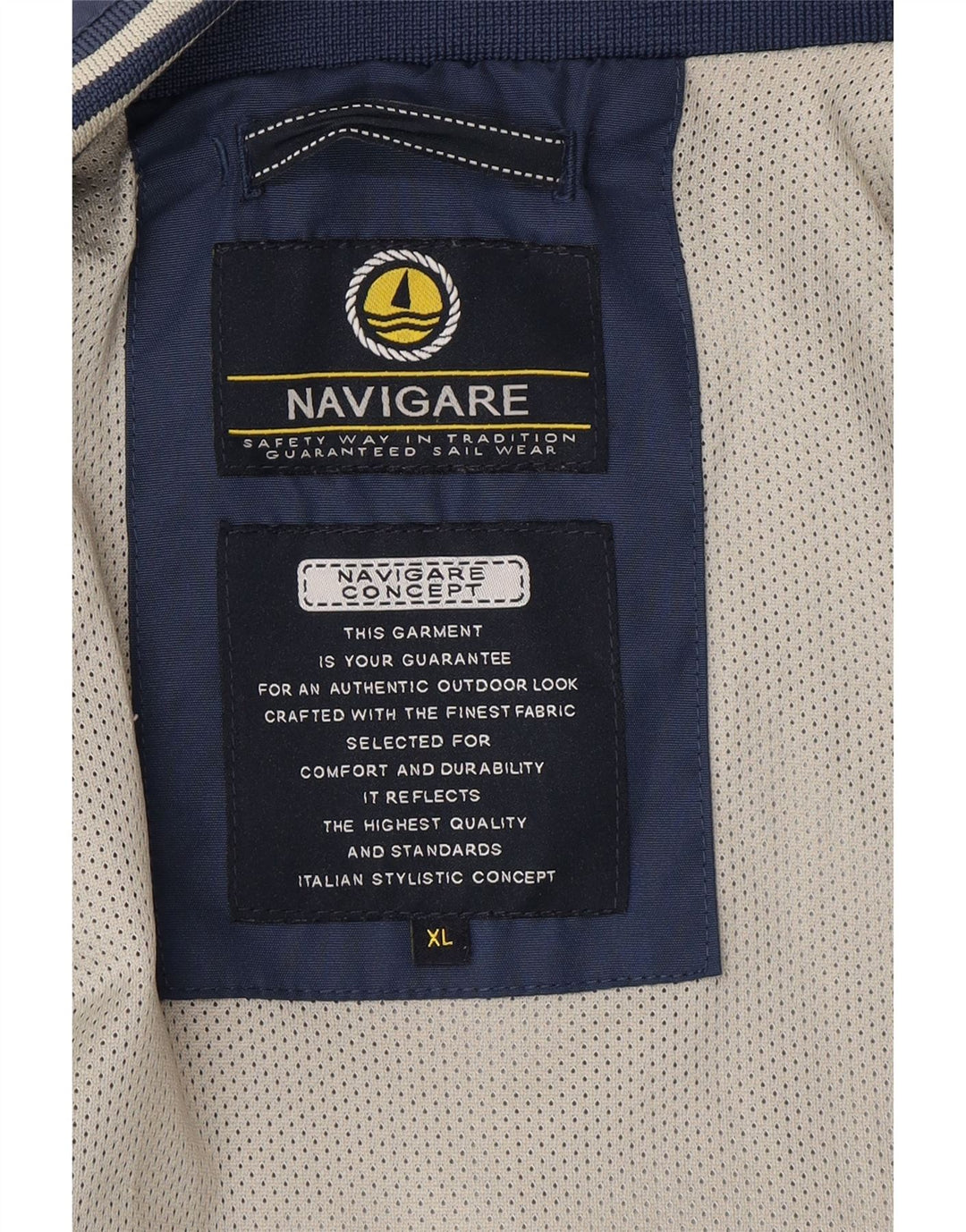 NAVIGARE Mens Bomber Jacket UK 42 XL Navy Blue Vintage Navigare and Second-Hand Navigare from Messina Hembry 
