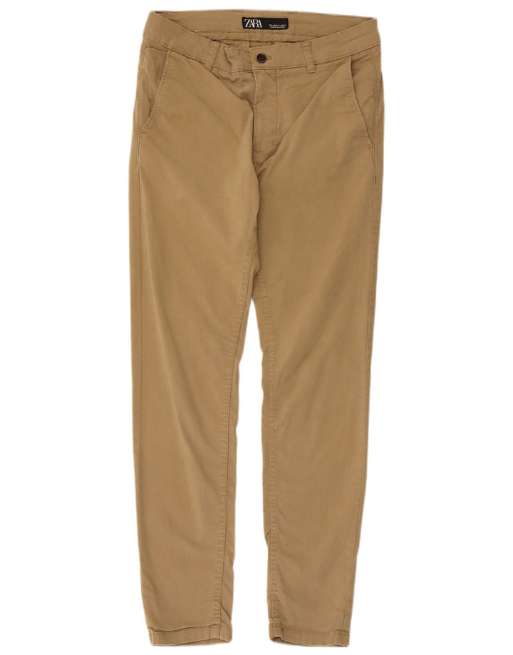 Zara Herre Slim Chino Bukser EU 40 Medium W31 L29 Beige Bomuld