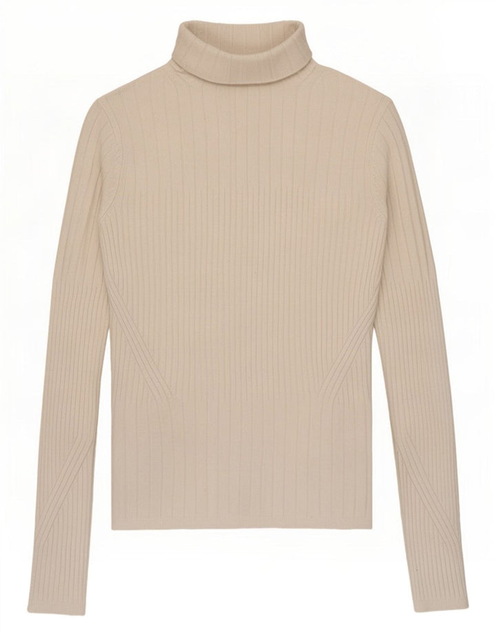 Marks & Spencer Dame Crop Roll Neck Jumper Sweater UK 8 Small Grey
