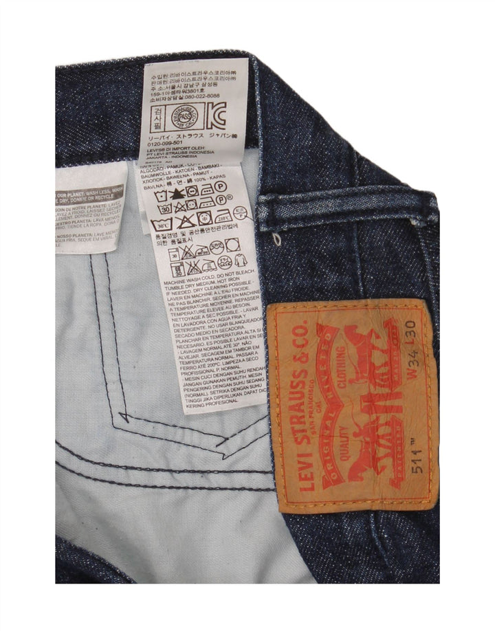 Levi's Herre 511 Slim Jeans W34 L30 Marineblå Bomuld