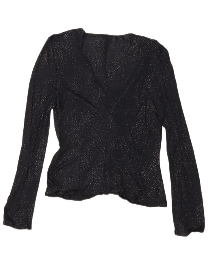 Armani Dame Langærmet Bluse Top IT 44 Medium Sort Plettet