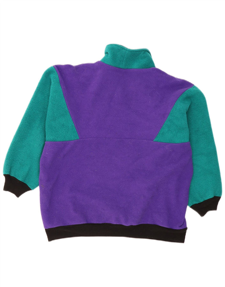VINTAGE Dame Oversized Fleece Jumper UK 10 Small Purple Colourblock