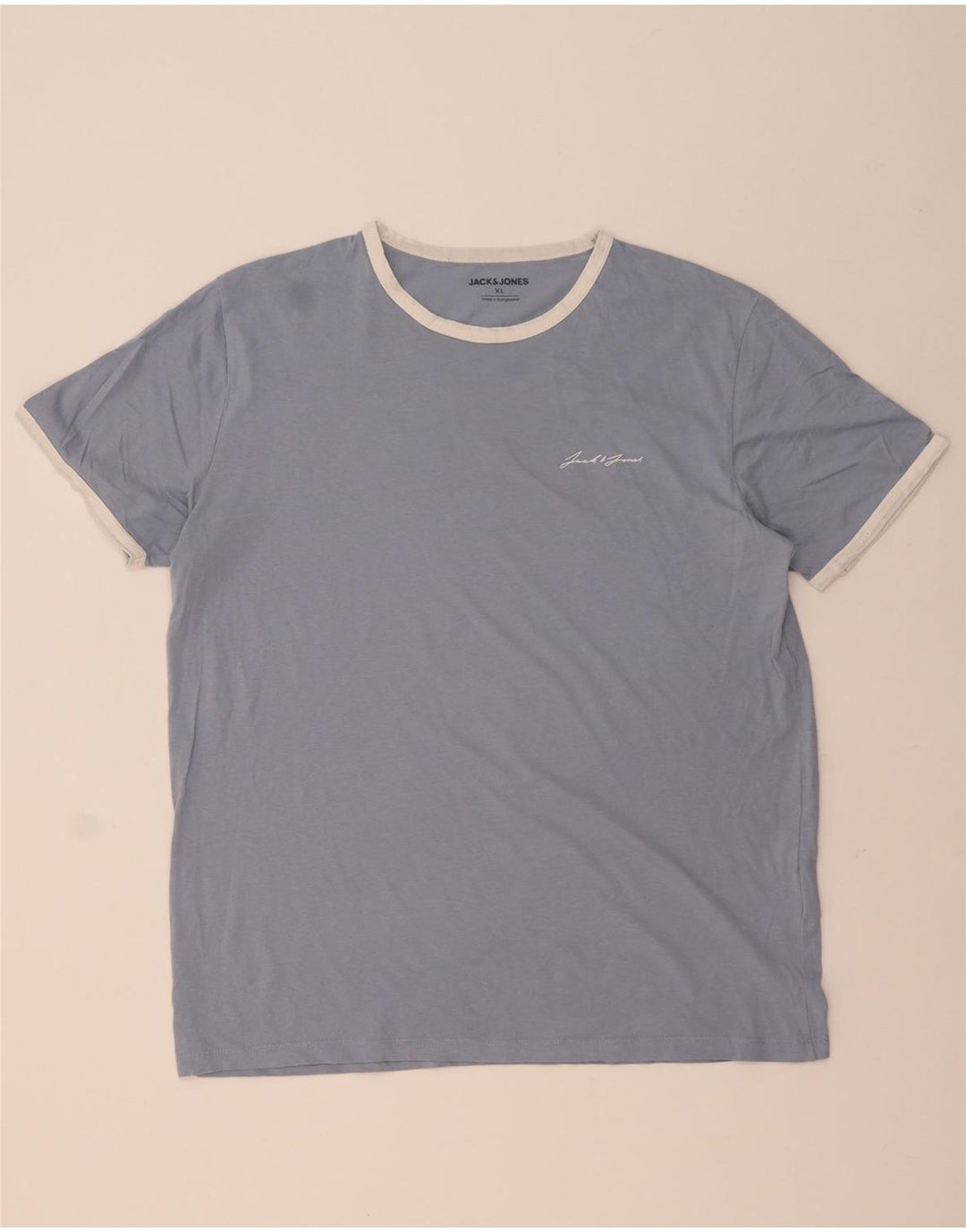 JACK & JONES Herre T-Shirt Top XL Blå Bomuld