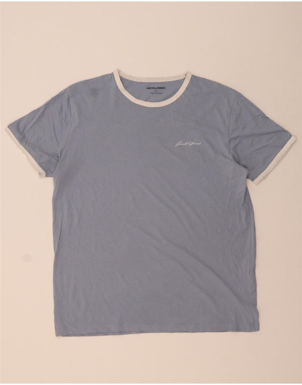 JACK & JONES Mens T-Shirt Top XL Blue Cotton