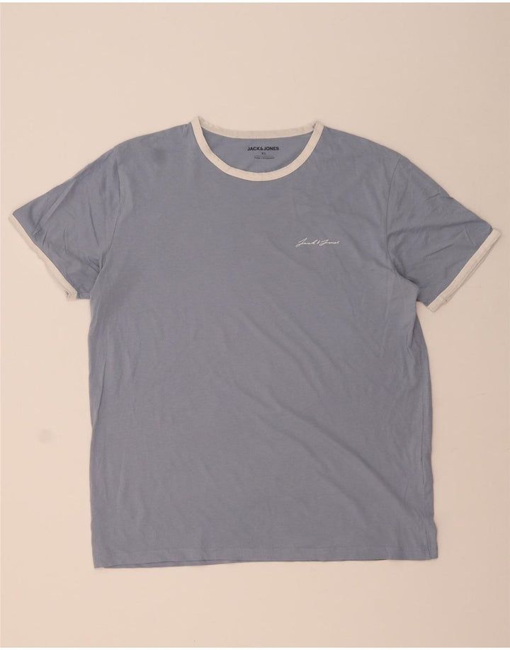 JACK & JONES Herre T-Shirt Top XL Blå Bomuld