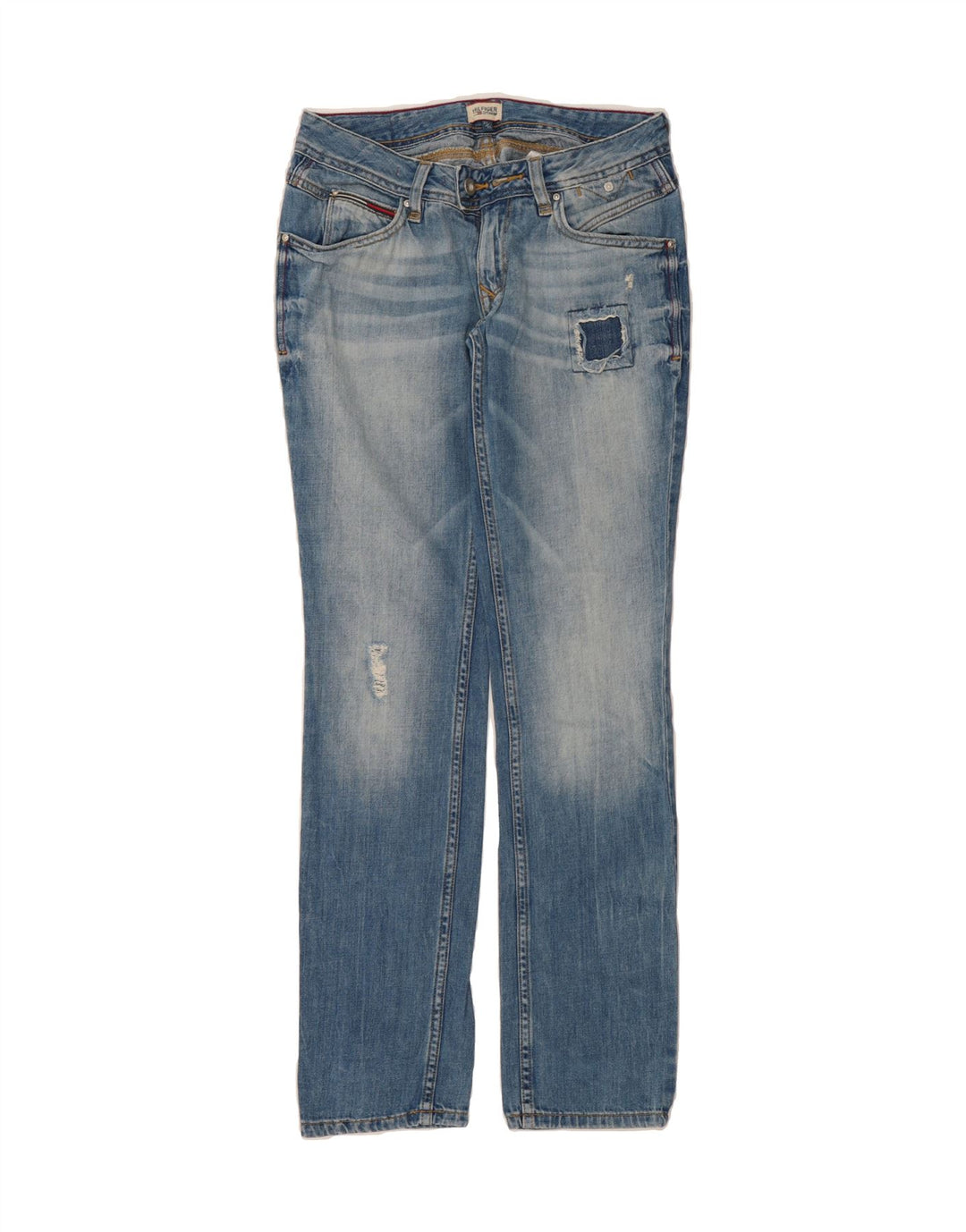 TOMMY HILFIGER Womens Distressed Slim Jeans W27 L32  Blue Cotton Vintage Tommy Hilfiger and Second-Hand Tommy Hilfiger from Messina Hembry 