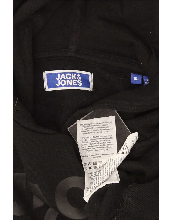 Jack & Jones Grafisk hættetrøje til drenge 15-16 år Medium Sort Polyester