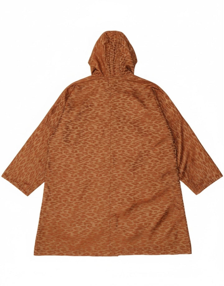 Vintage Dame Oversized Longline Overfrakke UK 14 Medium Brown Classic