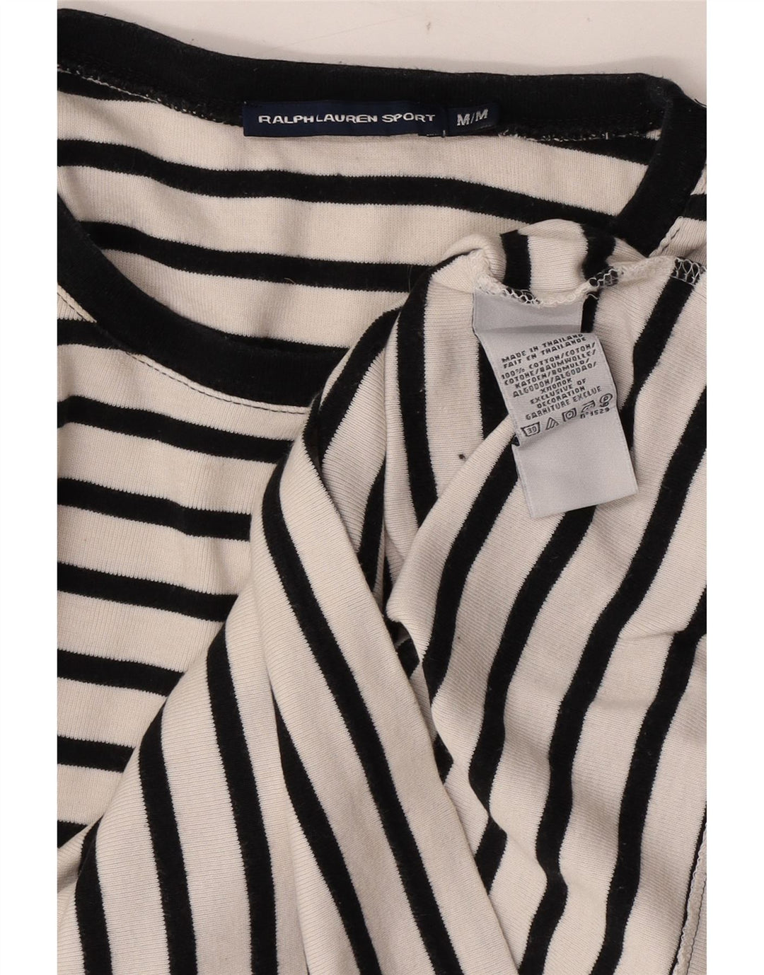 Ralph Lauren Dame Top Langærmet UK 12 Medium Hvid Stribet Bomuld