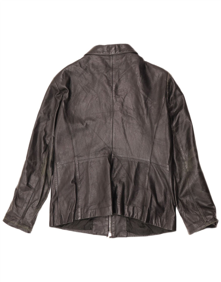 Vintage dame læderjakke IT 52 2XL sort læder