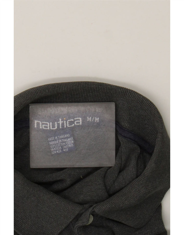 Nautica herre poloshirt mellemgrå stribet bomuld