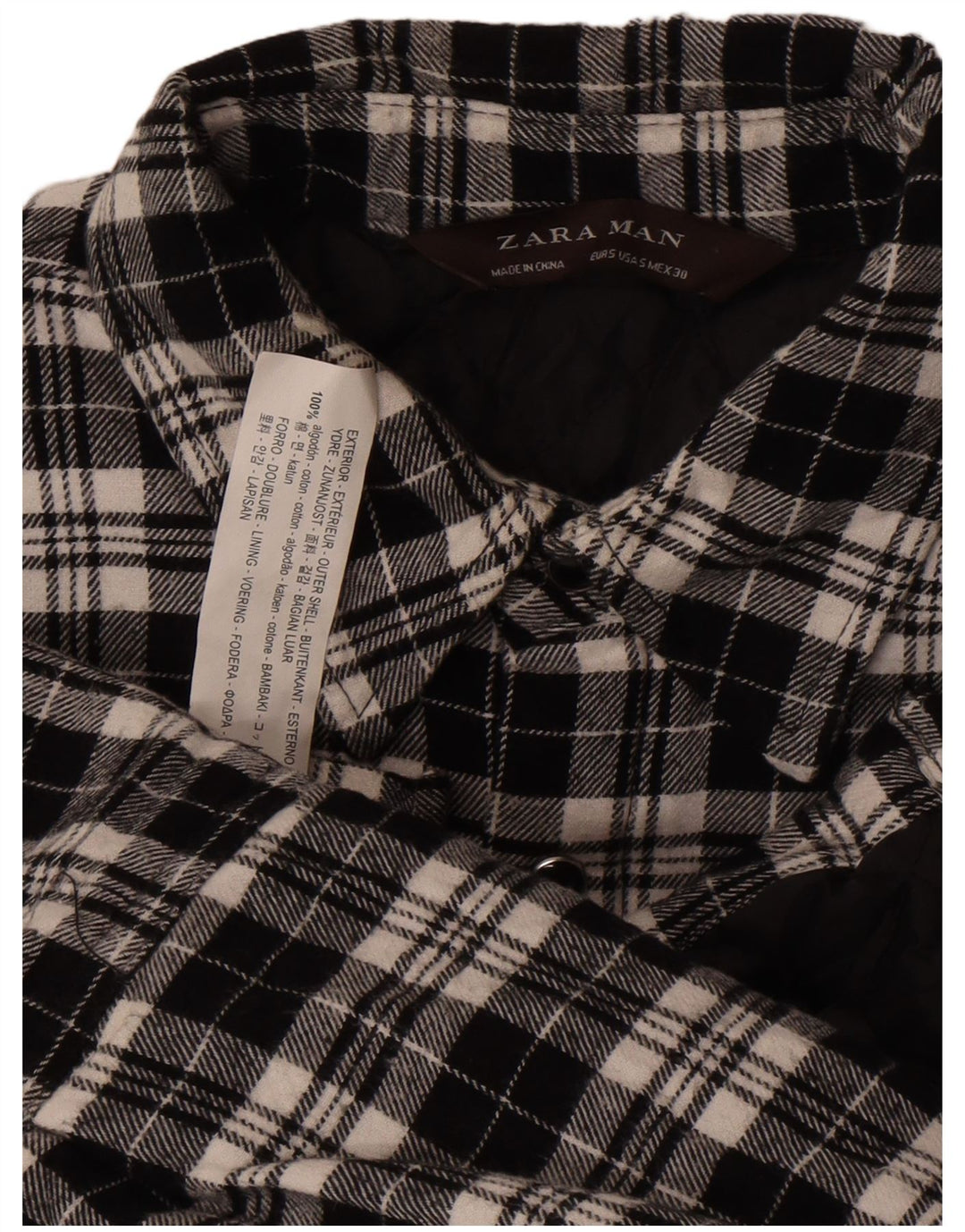 Zara Herre Lumberjack Flanel Shirt Lille sort ternet bomuld