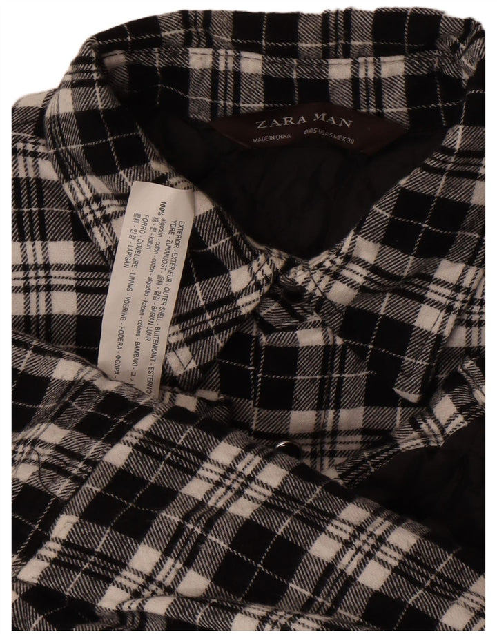 Zara Herre Lumberjack Flanel Shirt Lille sort ternet bomuld