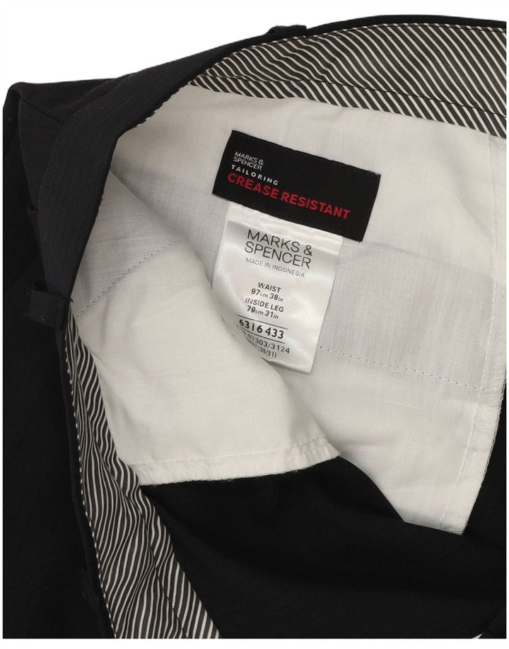 Marks & Spencer Straight Suit Bukser til mænd W38 L31 Marineblå polyester