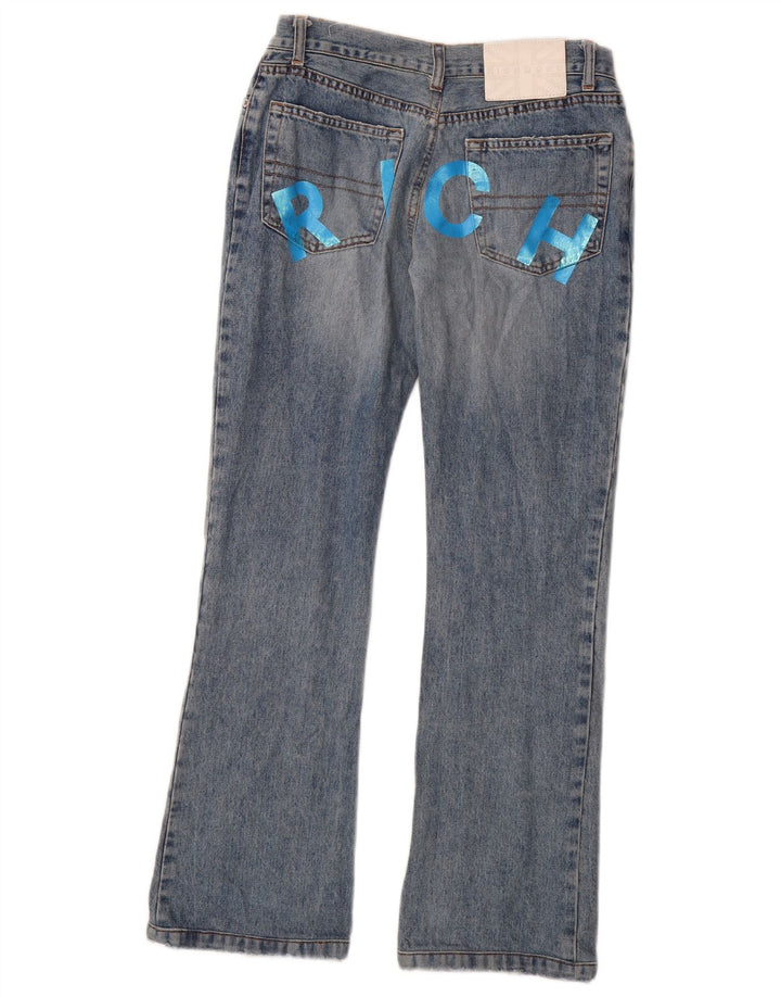 RICHMOND Womens Graphic Bootcut Jeans W29 L29 Blue Cotton