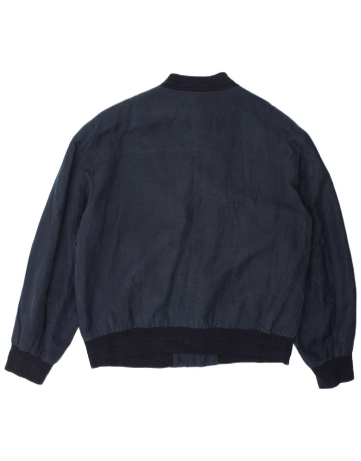 Vintage Bomberjakke til mænd IT 48 Medium Marineblå Silke