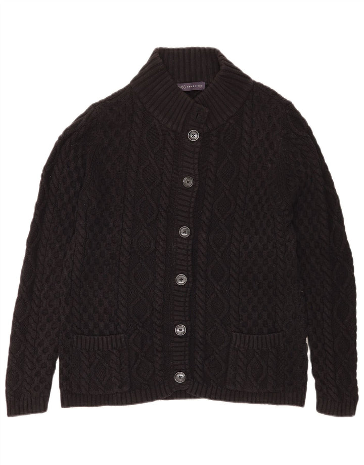 Marks & Spencer Dame Cardigan Sweater UK 14 Stor Sort Bomuld