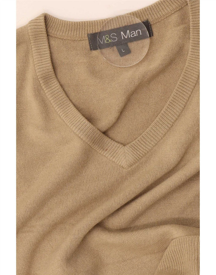Marks & Spencer Herre V-hals sweater Stor Beige