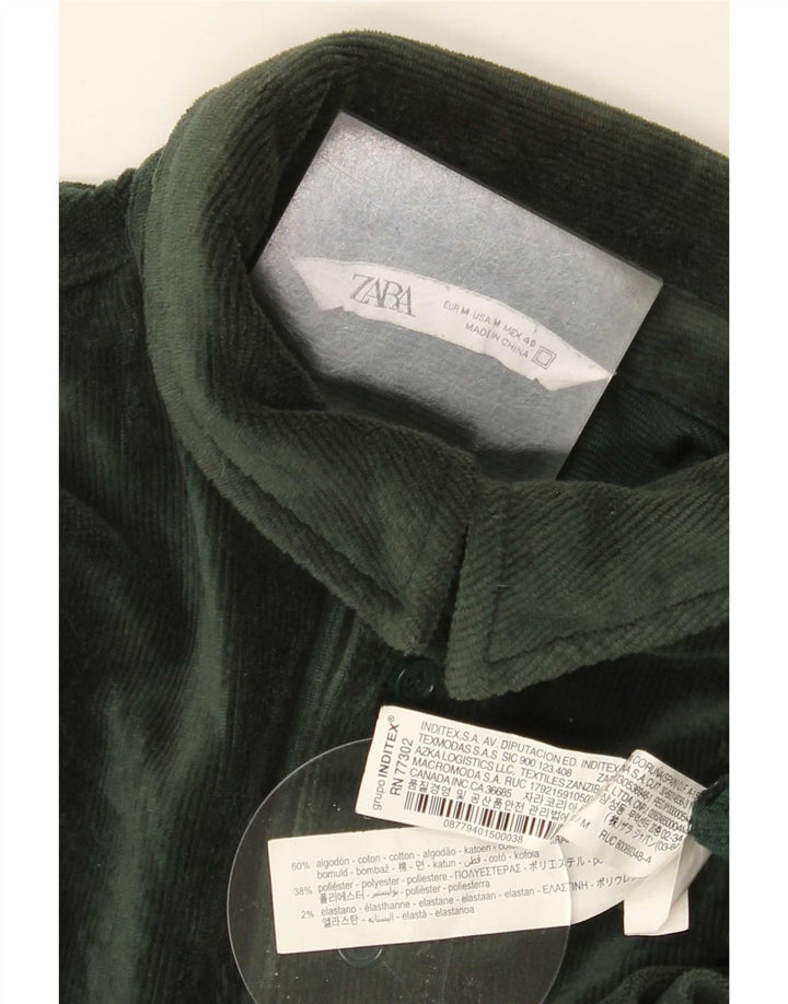 Zara Herre Corduroy Pullover Shirt Medium Green Bomuld