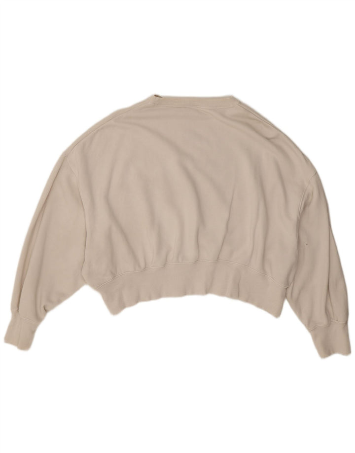 Nike Womens Crop Oversized Sweatshirt Jumper UK 14 Medium Off White Bomuld