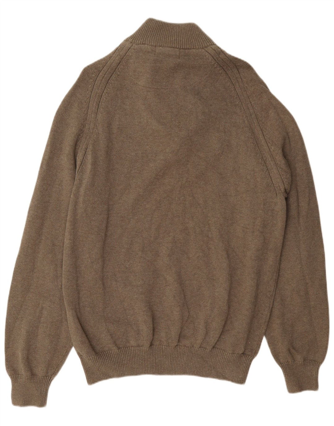 Marks & Spencer Herre Button Neck Jumper Sweater XL Brun Bomuld