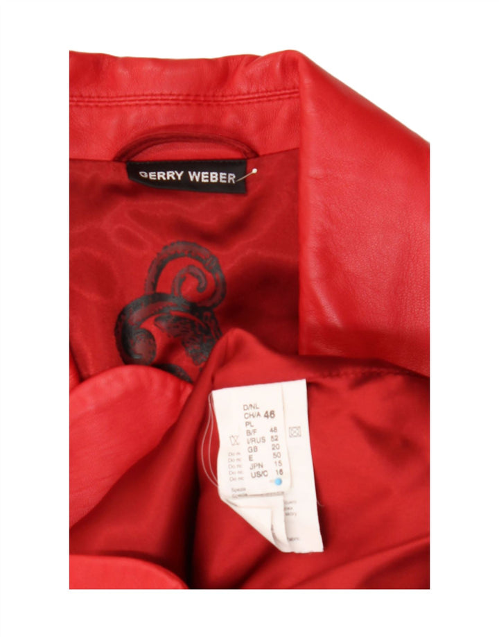 Gerry Weber dame 3-knaps læder blazerjakke UK 20 2XL rødt læder