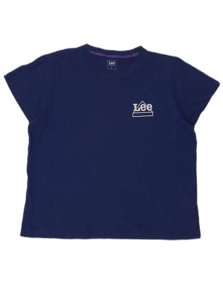 Lee Dame Oversized T-Shirt Top UK 10 Small Blue Cotton