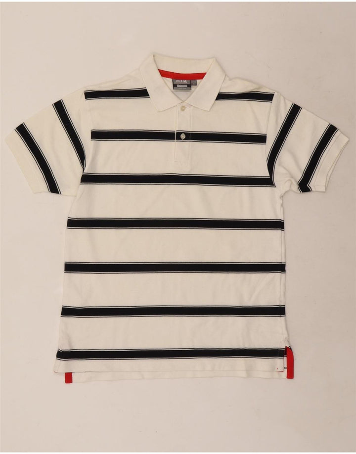 Slam herre poloshirt Medium hvid stribet bomuld