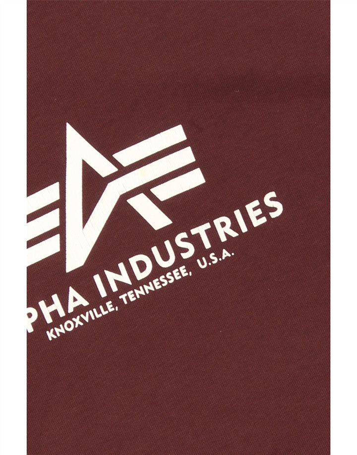 Alpha Industries Dame Grafisk Sweatshirt Jumper UK 10 Small Burgundy