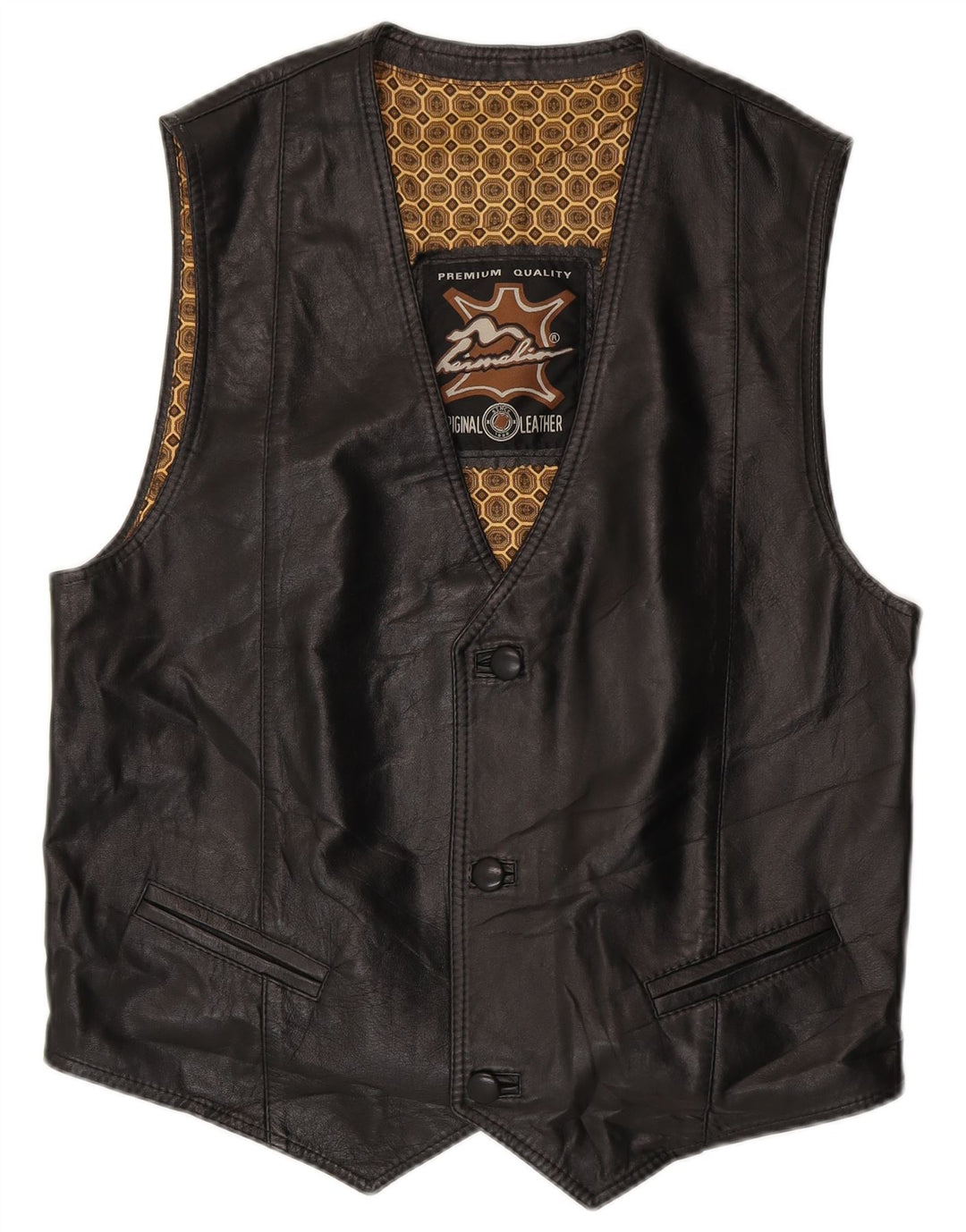 Vintage herre læder vest mellem sort læder