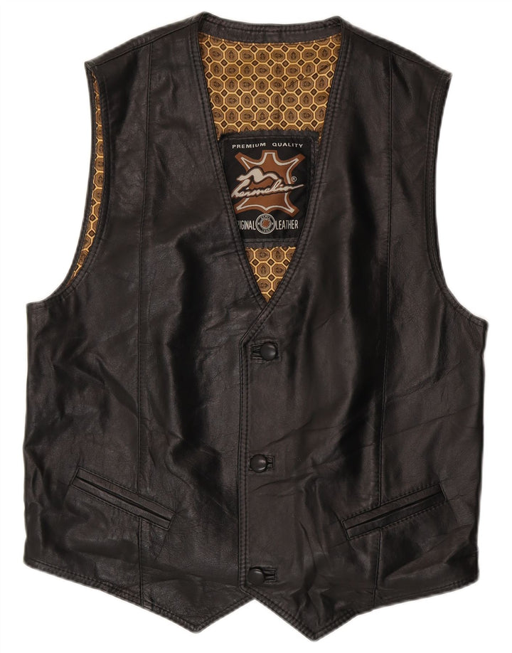 Vintage herre læder vest mellem sort læder